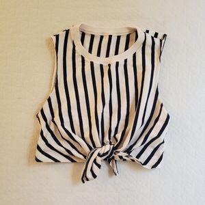 [SOLD] Zara Striped Knotted Crop Top - Small